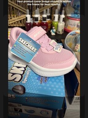 Skechers Kids Pink Mesh Slip-On Sneaker with Hook-and-Loop Strap